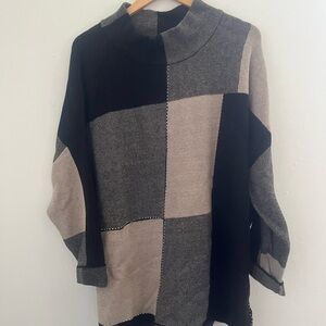 Joseph Ribkoff Black and Gray Cowl Neck Sweater